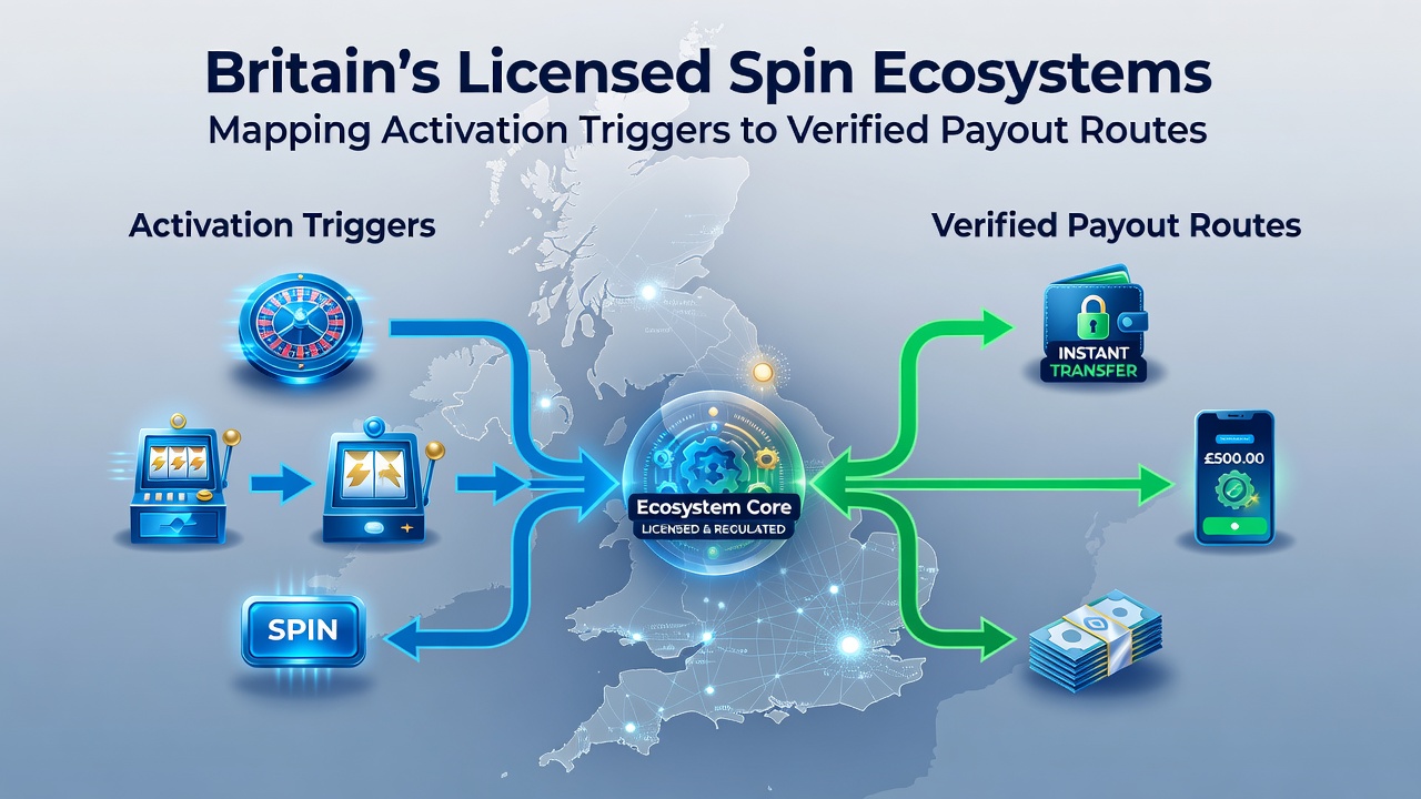 Licensed UK roulette spin ecosystem diagram showing bonus activation triggers linked to verified payout verification steps