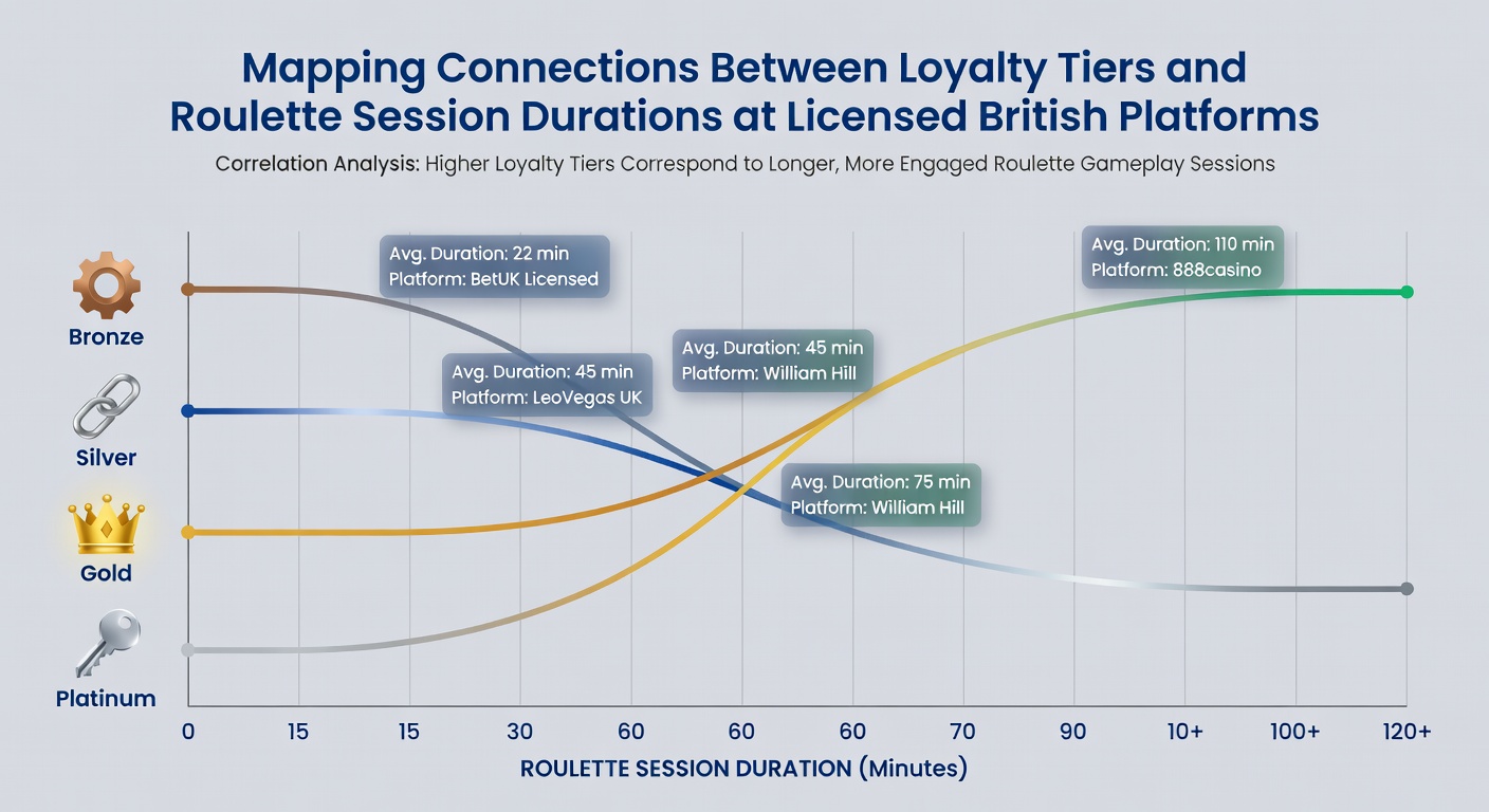 Graph illustrating session time increases as players move through loyalty tiers at UK-licensed roulette sites