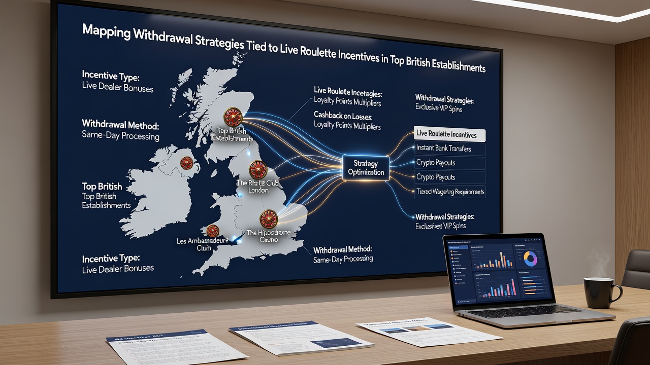 Strategic planning session showing roulette wheel and withdrawal process diagrams on a digital interface