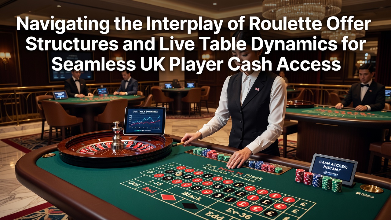 Roulette table with bonus overlay graphics showing offer structures and live dealer interactions