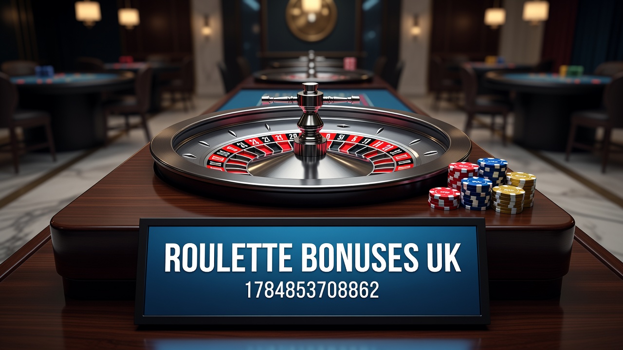 Roulette wheel and bonus offer graphics displayed on a UK online casino interface